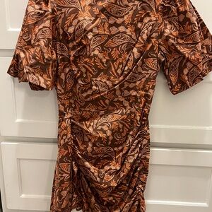 Chic Brown Patterned Mini Dress